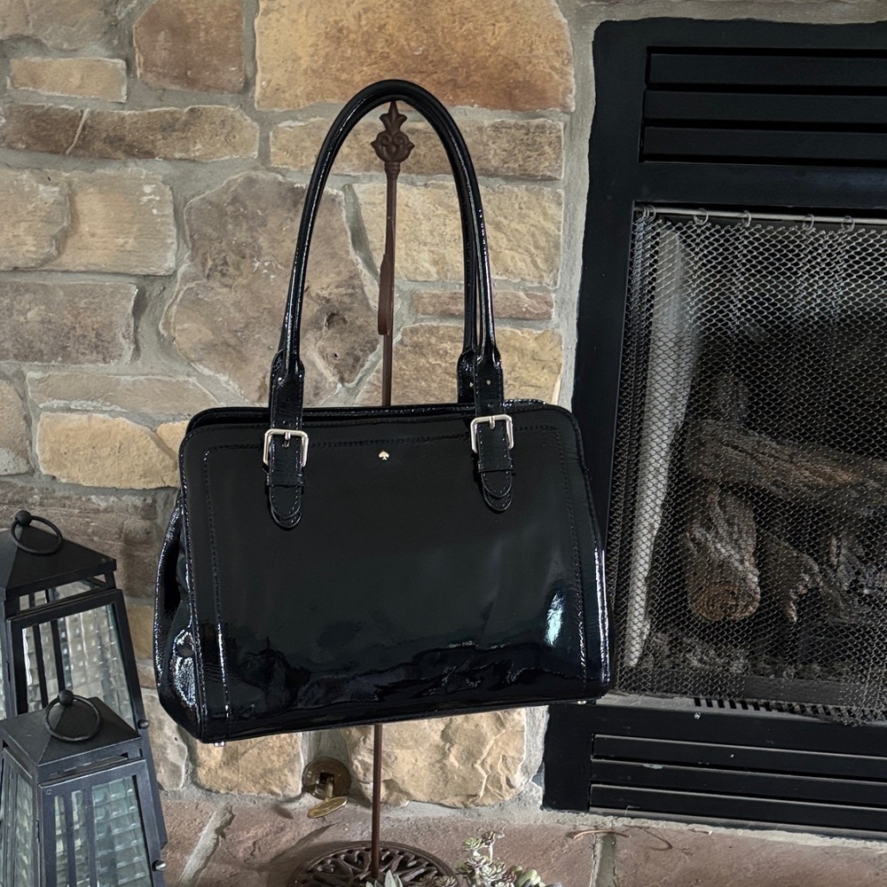 Kate Spade Black Patent Leather Work Tote Shoulder Bag